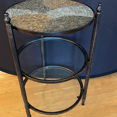 3 Tier Round Glass Mosaic Table 