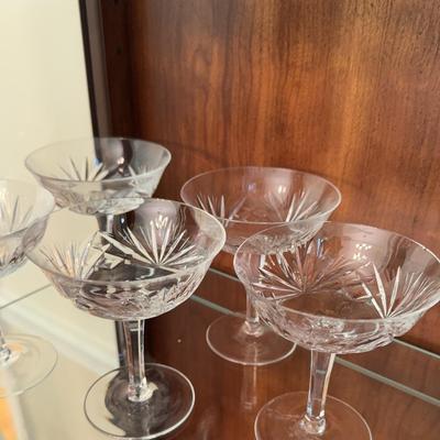 5 Fine Cut Crystal Coupe Glasses
