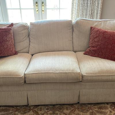 Plush Beige Fabric Sofa & Pillow Set