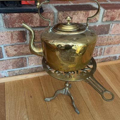 Brass Kettle And Trivet Stand