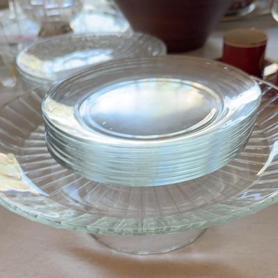 Glass Plates And Cake Stand