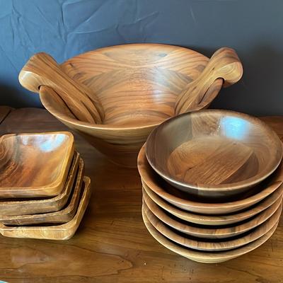 Walnut Burlwood Artisan Salad Set