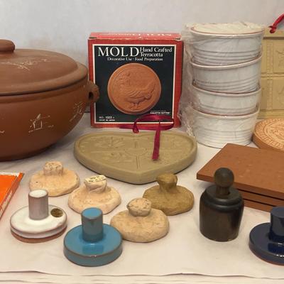 Assortment of Terracotta Cookie Stamps & More