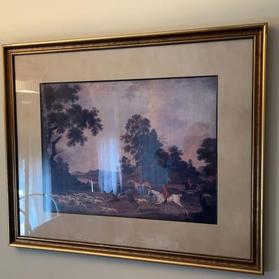 A Giltwood-Framed English Hunt Scene Print