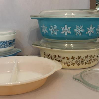 Assortment of Colorful Pyrex Dishes