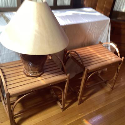 Wooden Tables And Vintage Table Lamp