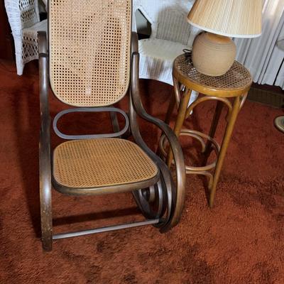 Vintage Wicker Rocker & Barstool