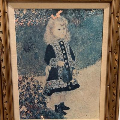 Wood-Framed Pierre Renouir “A Girl with a Watering Can” Print