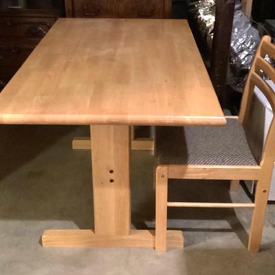 Blonde Wood Table Or Desk W/Chair