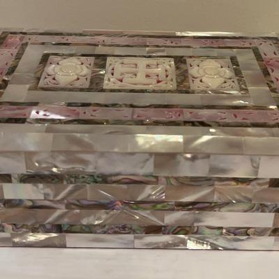 Ornate Mother of Pearl & Abalone Jewelry Box