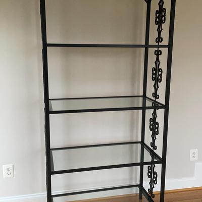 Black Metal Shelf Unit With 4 Glass Shelves