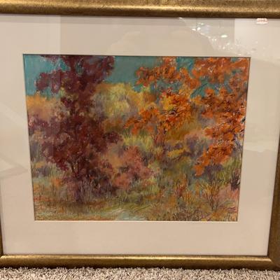 Gold-Framed Colorful Original Pastel Landscape