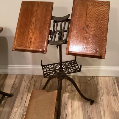 Cast Iron Wood Book Stand