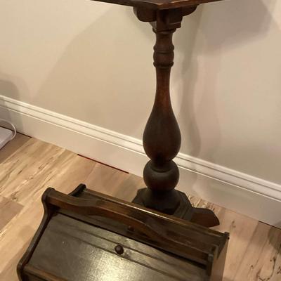Vintage Sewing Box And Wooden Stand