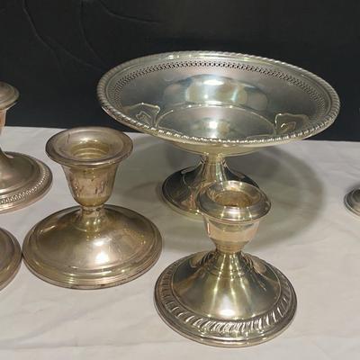 Assortment of Weighted Sterling Silver Candleholders & More