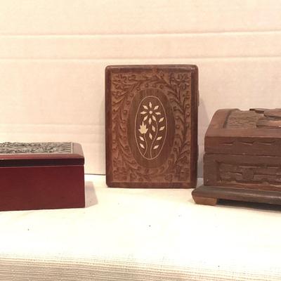 Three Wooden Trinket Boxes 