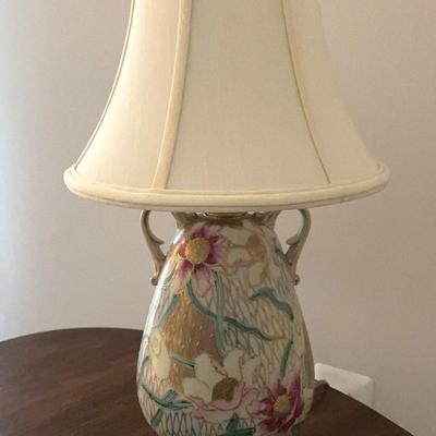 Handpainted Porcelain Lamp With Gold-Toned Base
