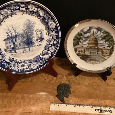 Lincoln Capitol Plate And Lincoln Bust.
