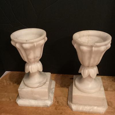 Pair Of Marble Candleholders 