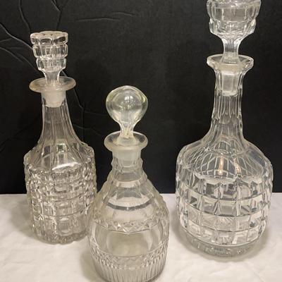 Three Cut Glass Decanters