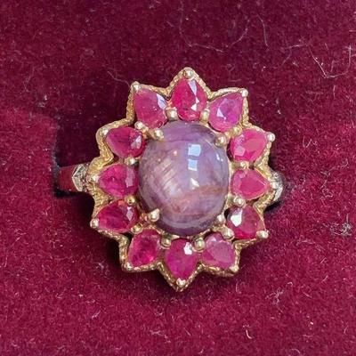 Cabochon ruby ring set in 14k gold