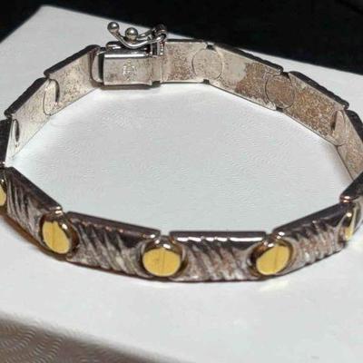 Milor italy sterling link bracelet with gold tone accents