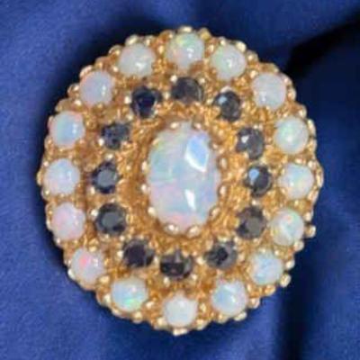Opal sapphire ring set in 10k gold