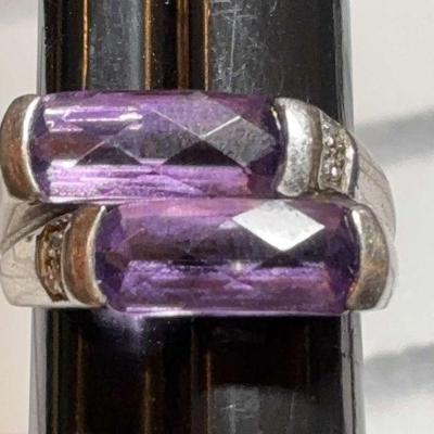 Amethyst sterling stacked ring