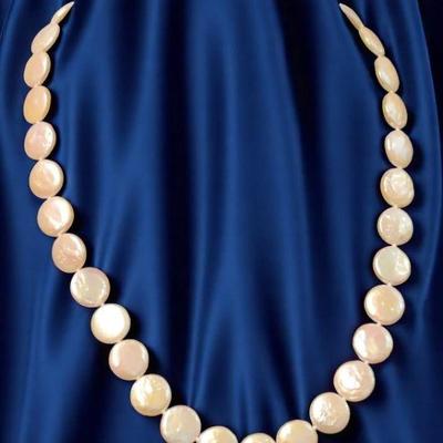 Coin pearl necklace with 14k clasp