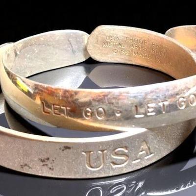 Sterling bracelets let go let god" & "usa" troop