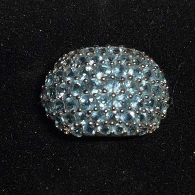 Sterling blue topaz cluster ring