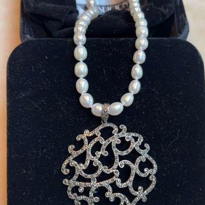 Marcasite pearl necklace by suspicion