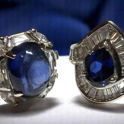 Sterling rings with blue center stones