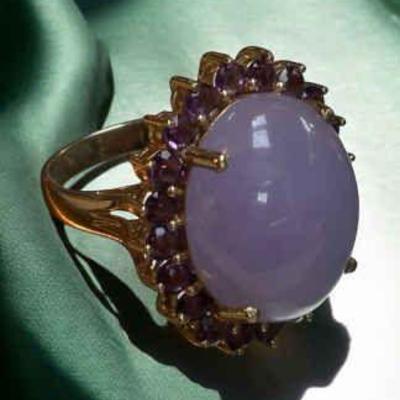 Lavender jade amethyst & 14k ring