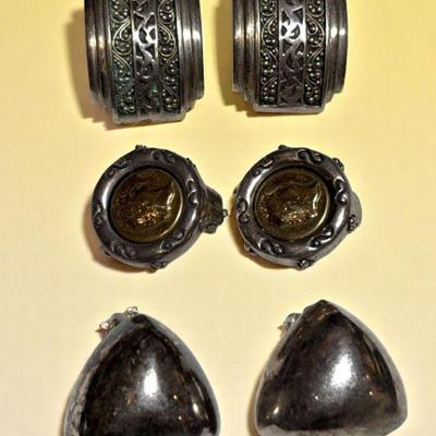 A trio of sterling clip earrings