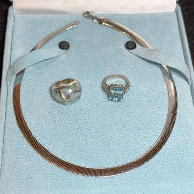 Milor sterling necklace blue topaz ring & more
