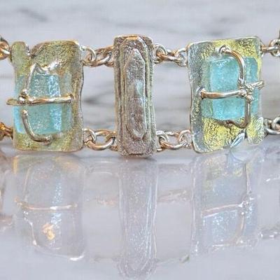 Roman glass link bracelet