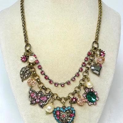 "Betsey Johnson" Hearts and Butterflies Necklace
