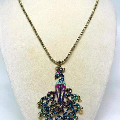 "Betsey Johnson" Crystal Peacock Necklace