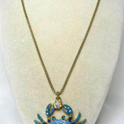 Betsey Johnson Blue Crab Necklace 