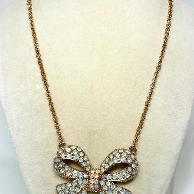 Betsey Johnson" Rose Gold Bow Necklace