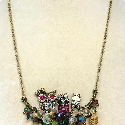 "Betsey Johnson" Three Owl Necklace