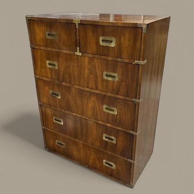 Vintage Henredon Hollywood Regency Tallboy W/ Brass Accents & Pulls 