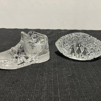 Waterford  Football Paperweight & Hofbauer Crystal Sneaker 