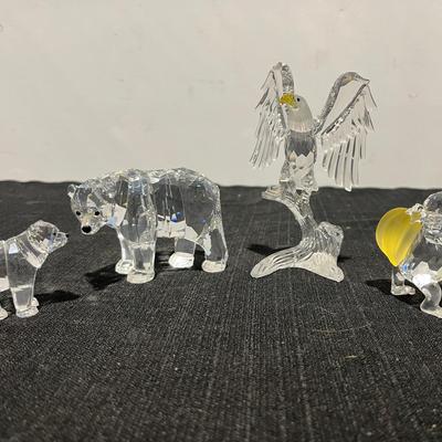 Swarovski Crystal Weisskopfadler Bald Eagle, Mother & Baby Bear & Gorilla W/ Bananas 