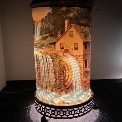 Vintage Mid Century Econolite Motion Accent Lamp W/ Mill, Waterwheel & Waterfall