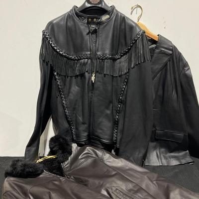 Harley Davidson Women's Black Leather Wings & Fringe Motorcycle Jacket & More 