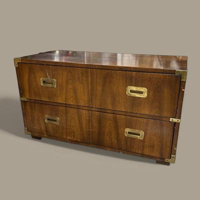Vintage Henredon Hollywood Regency Low Chest W/ Brass Accents & Pulls 