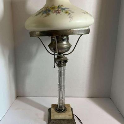 Early 1900’s Chrome And Glass Lamp