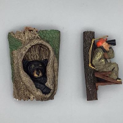 Hunter And Bear Ornaments 